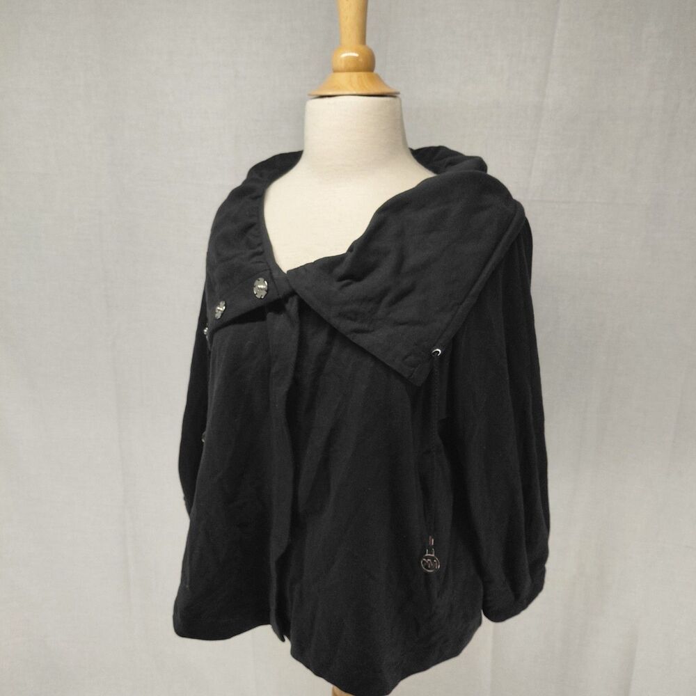 Michael Kors Wide Collared Cropped Jacket Black Cotton Size Large